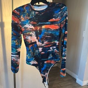 Abstract Multicolor Long Sleeve Bodysuit
